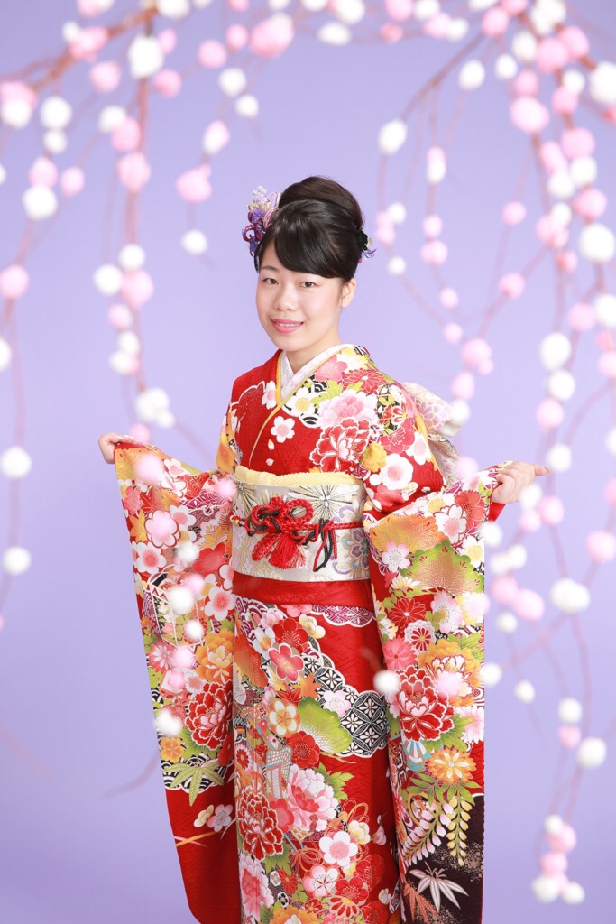 振袖と花餅♡