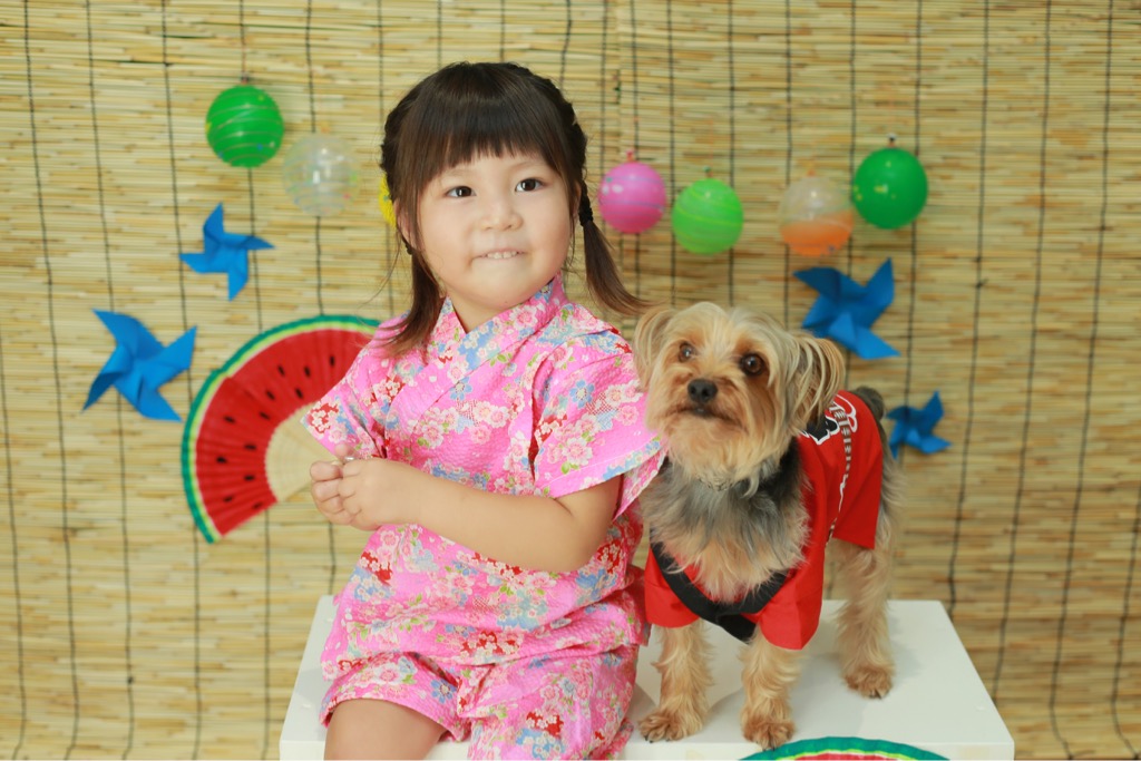 ワンチャンと暑中見舞いフォト♡