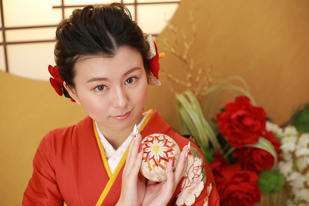 赤と緑の振袖で成人記念【可児市】